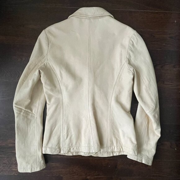 Vince Buttermilk Yellow Leather Blazer Jacket -Size 6 - Picture 4 of 11